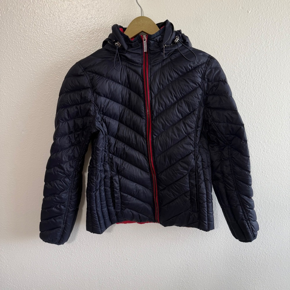 Michael Michael Kors Size Medium Navy Blue Packable Down Filled Puffer Jacket